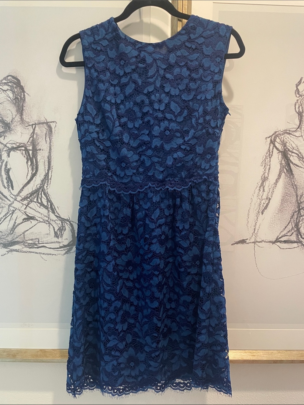 Sleeveless Blue Lace Midi Dress